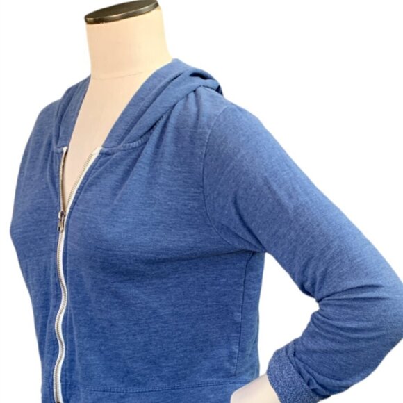 Threads 4 Thought Cropped Full Zip Hoodie Jr Sz L Blue #16A - Picture 3 of 9
